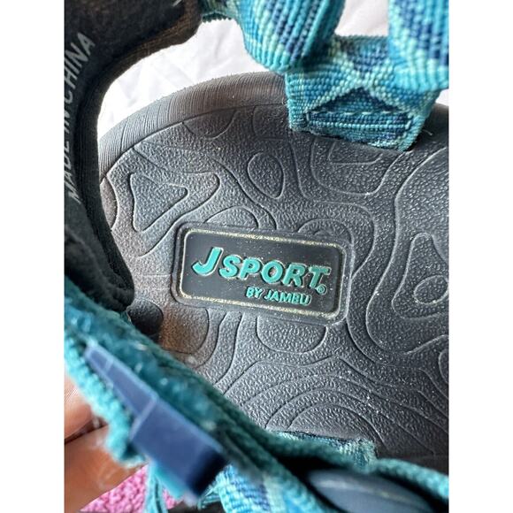 J-Sport By Jambu Womens Sandals 7 Teal/ Turquoise Slingback Geometric - Picture 9 of 11